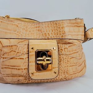 B. Makowsky Snake Skin Shoulder Bag - Tan - Medium - Never Used